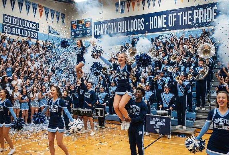 Cheer & Band Lead The Pep Rally Charge