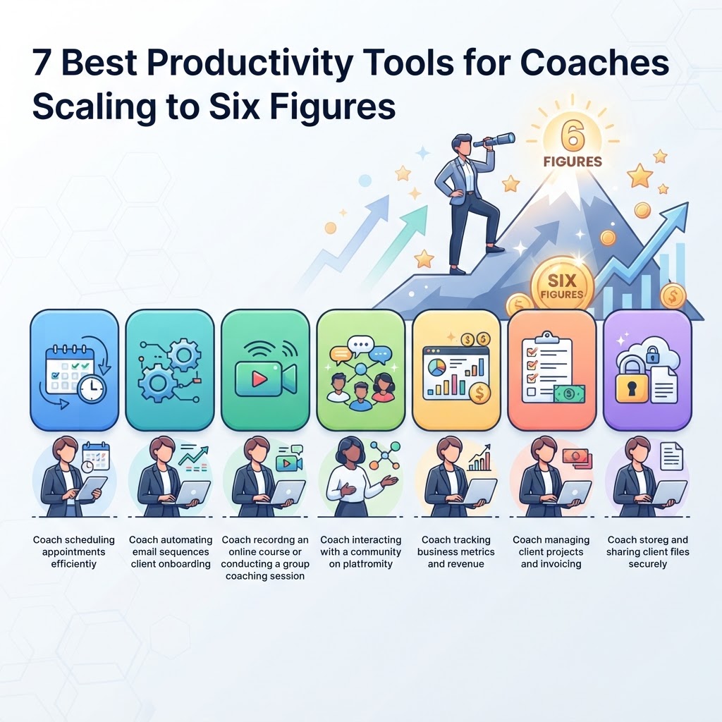 7 Best Productivity Tools for Coaches Scaling to Six Figures - detailed illustration
