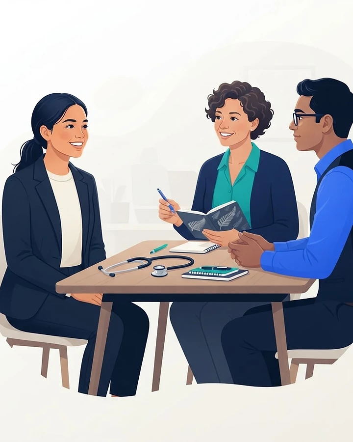 Student in an MMI interview with two interviewers