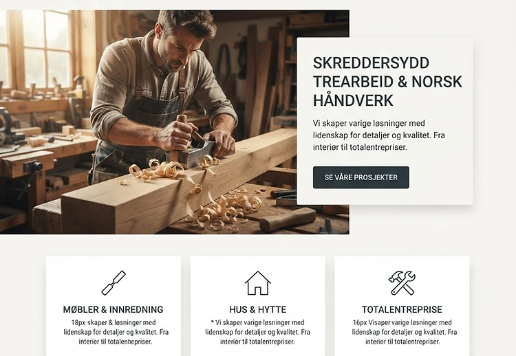 Ny profesjonell nettside for håndverker