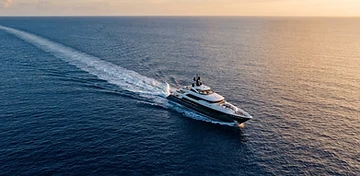 Luxury yacht cruising on open Caribbean water