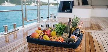 Premium provisions delivered to a yacht teak deck