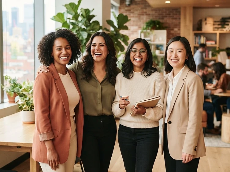 A group of confident women together at work