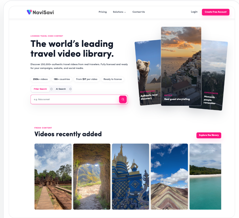 NaviSavi licensed travel video library
