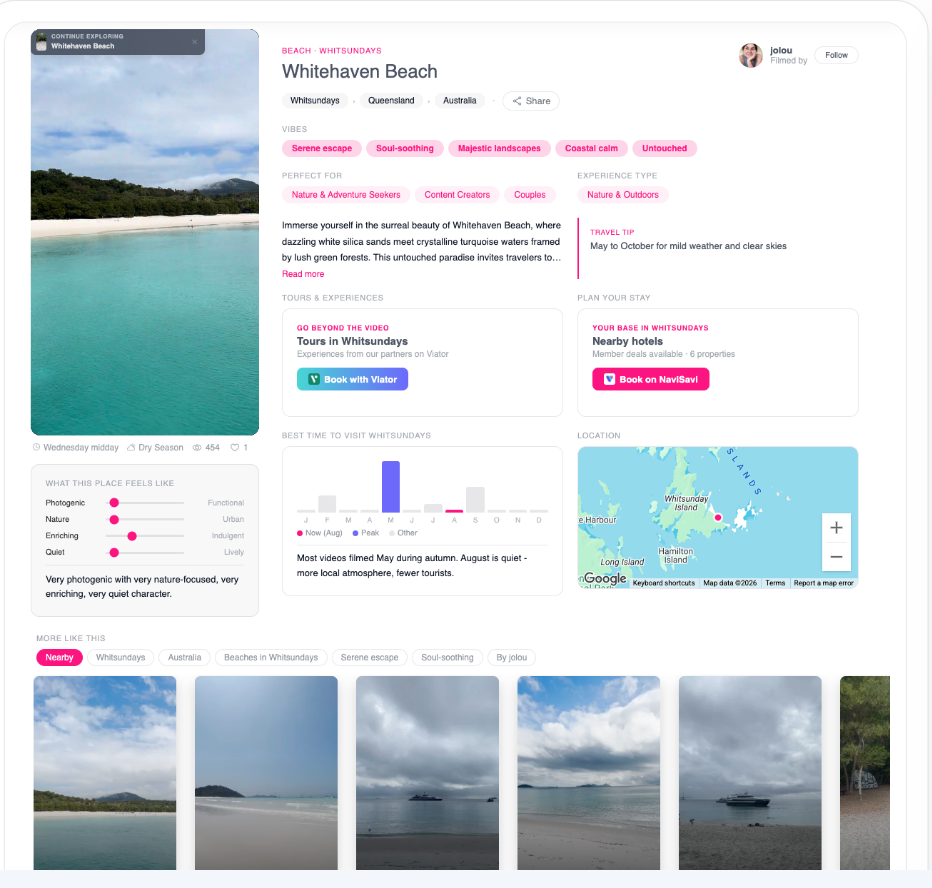 NaviSavi travel video detail and enrichment page