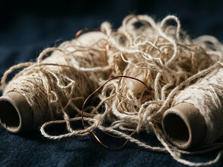 Filati di cotone in primo piano