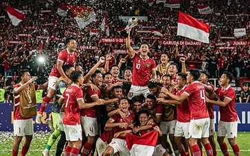 Pemain Timnas Indonesia U-20 merayakan kemenangan
