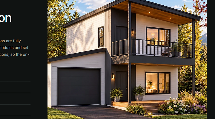 The Livingston Model, a factory-built modular home set on a Montana property