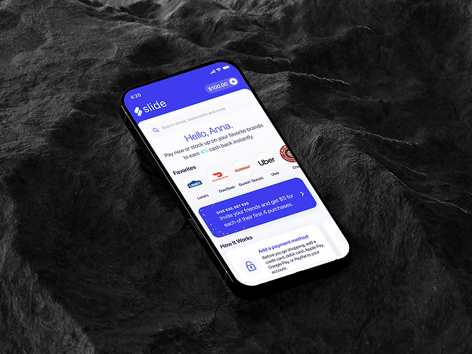 Slide — The first instant cash back app — hero
