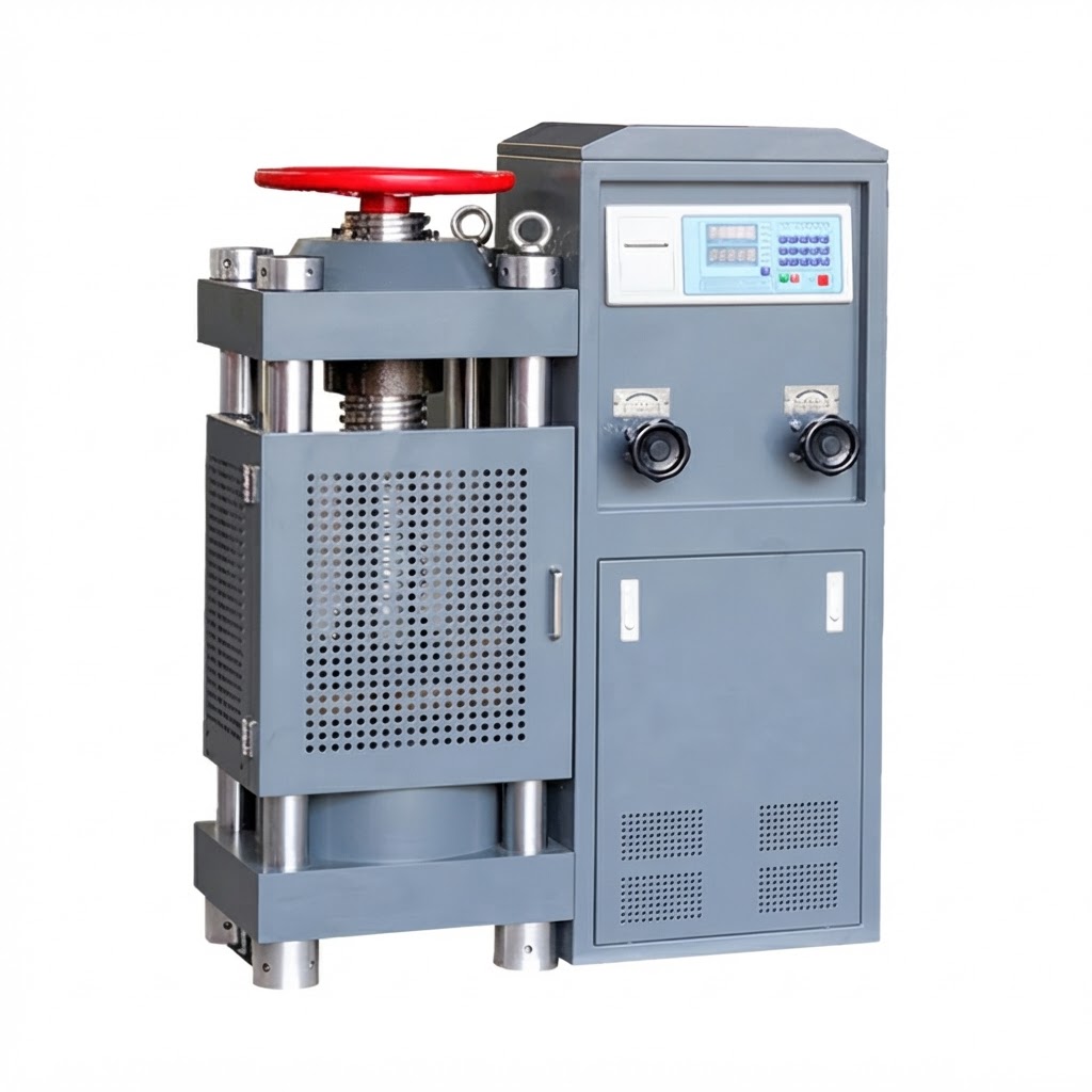 Digital hydraulic compression testing machine with control panel and printer