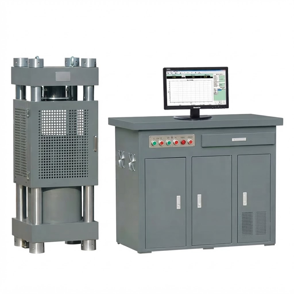 Computerised compression testing machine with graphing console