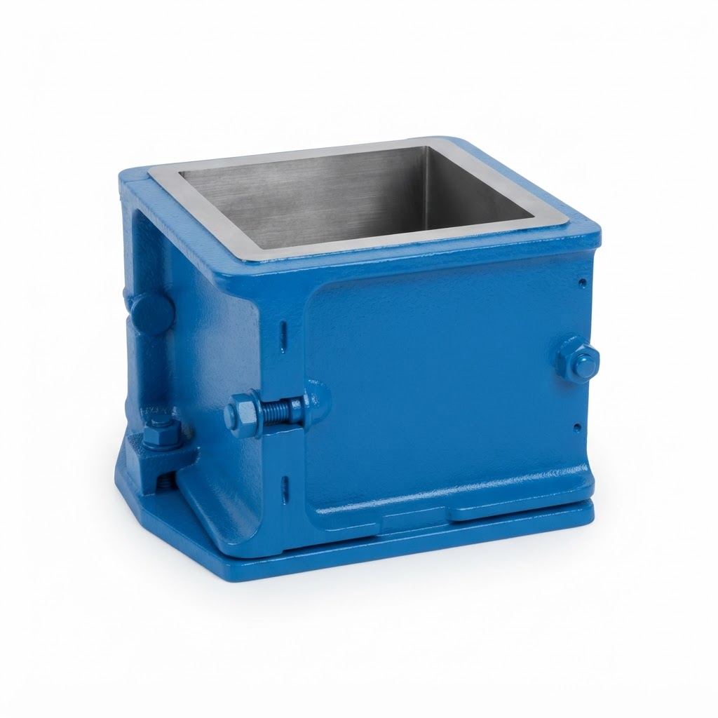 Cast iron concrete cube mould with side latches