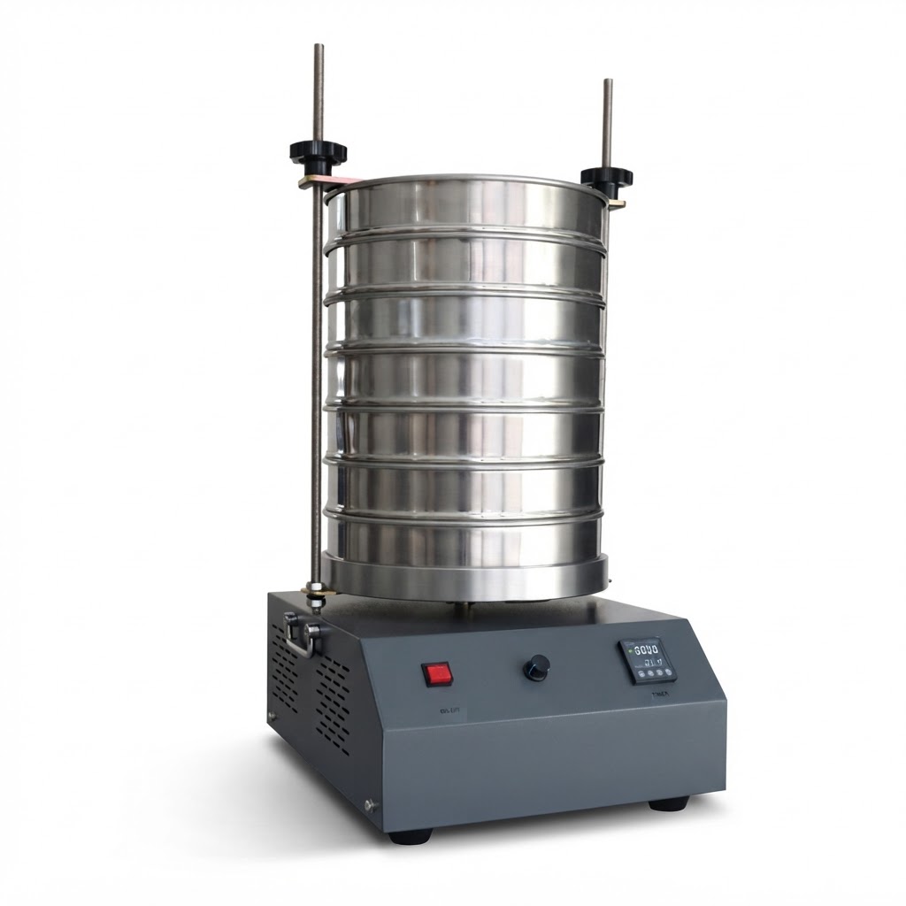 Motorized sieve shaker for aggregate gradation analysis