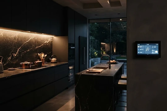 Cocina de lujo con iluminación integrada