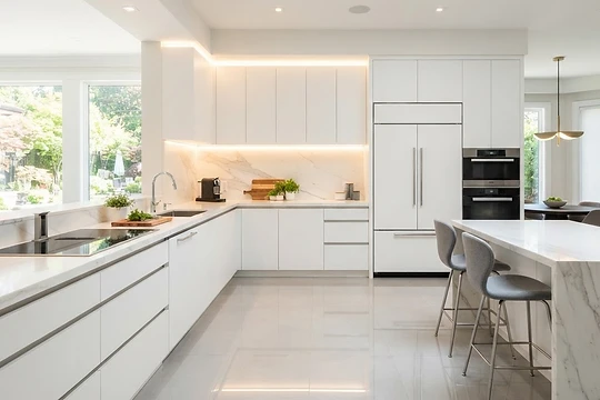 Cocina de lujo con iluminación integrada