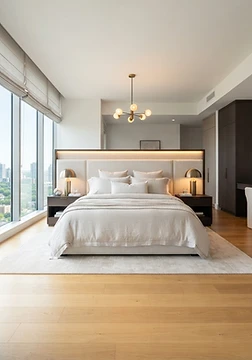 Dormitorio con domótica y estores automáticos