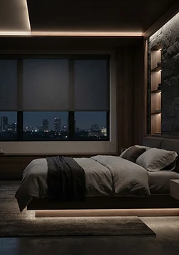 Dormitorio con domótica y estores automáticos