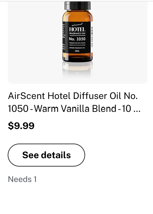 AirScent Hotel Diffuser Oil No. 1050 - Warm Vanilla Blend - 10...