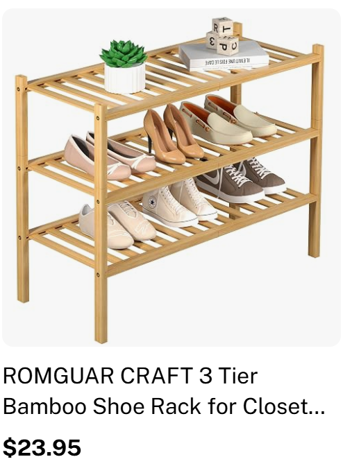 ROMGUAR CRAFT 3 Tier Bamboo Shoe Rack for Closet...