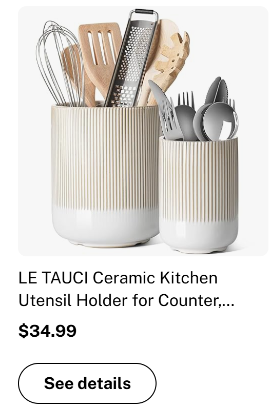 LE TAUCI Ceramic Kitchen Utensil Holder for Counter,...