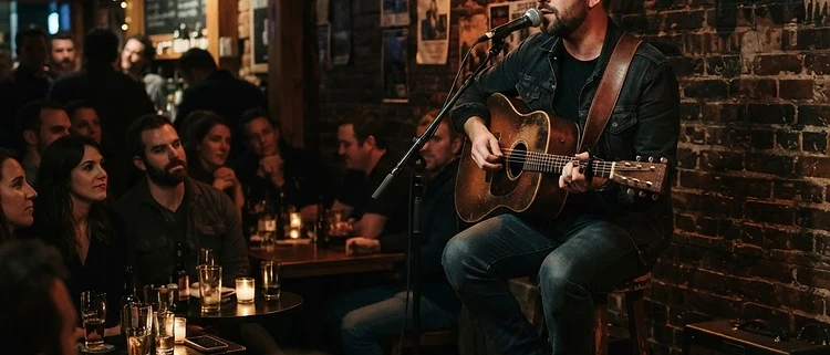 Live music scene — warm amber stage light