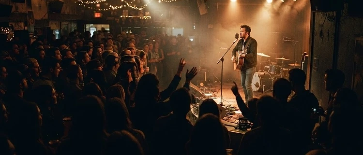 Live music scene — warm amber stage light