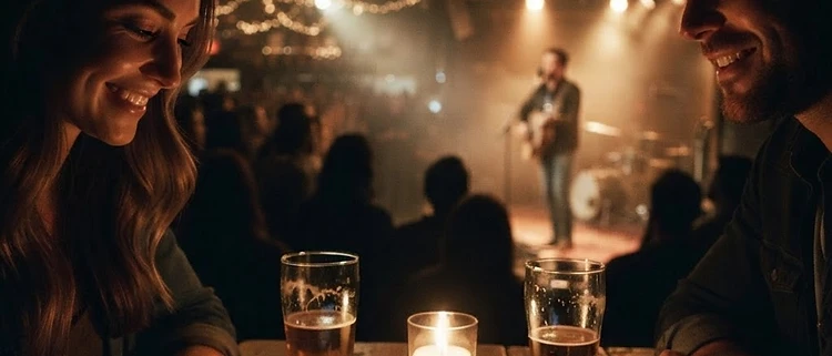 Live music scene — warm amber stage light