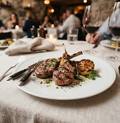 Grilled Greek lamb chops with charred lemon and oregano