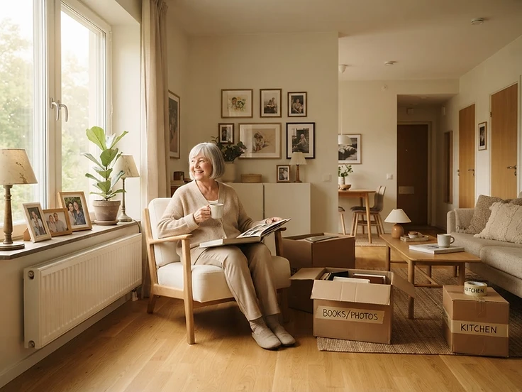 Cozy bright apartment with a few moving boxes