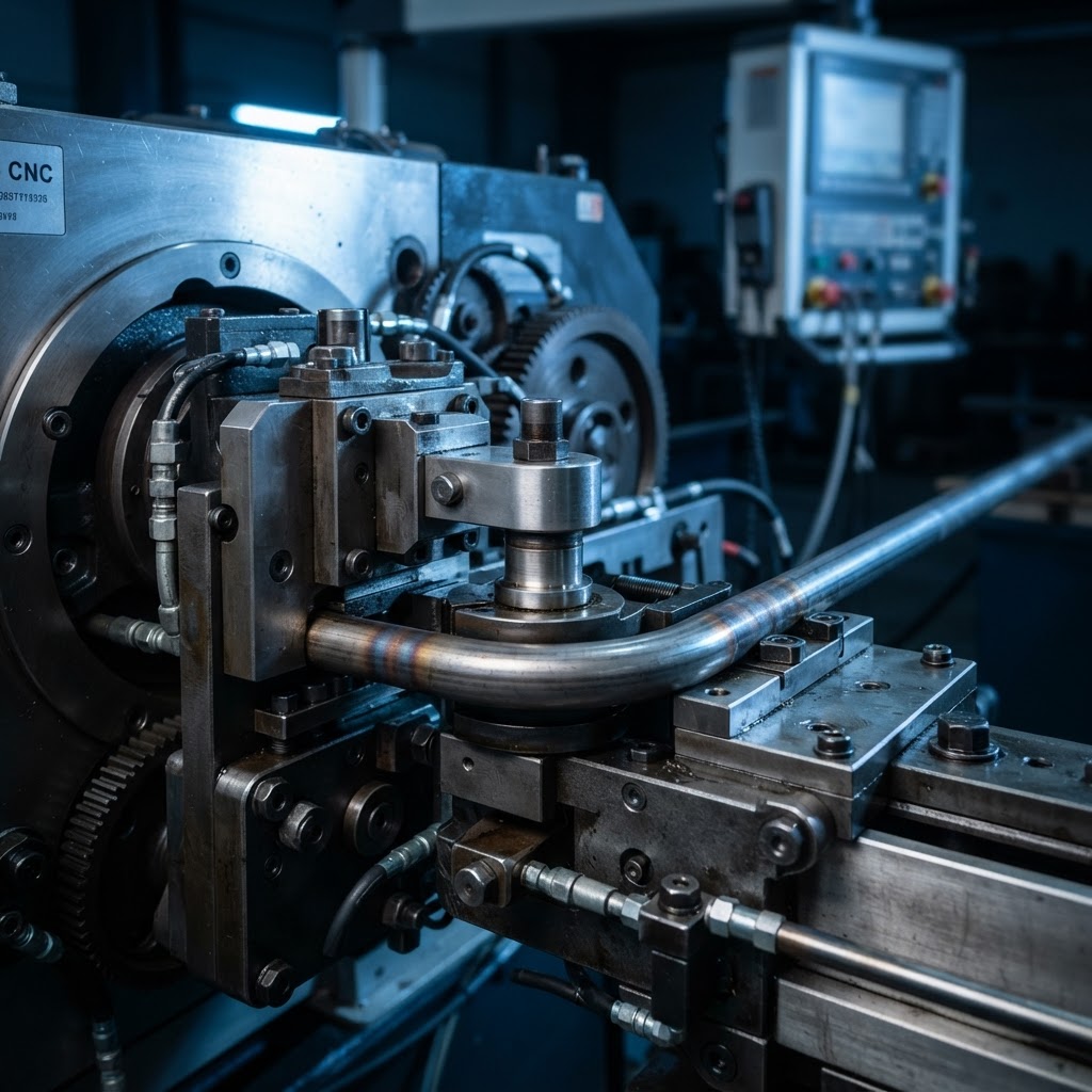 Máquina de dobra CNC de tubos em operação
