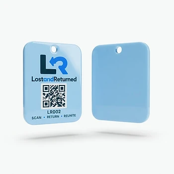 A Lost & Returned keytag showing its unique ID