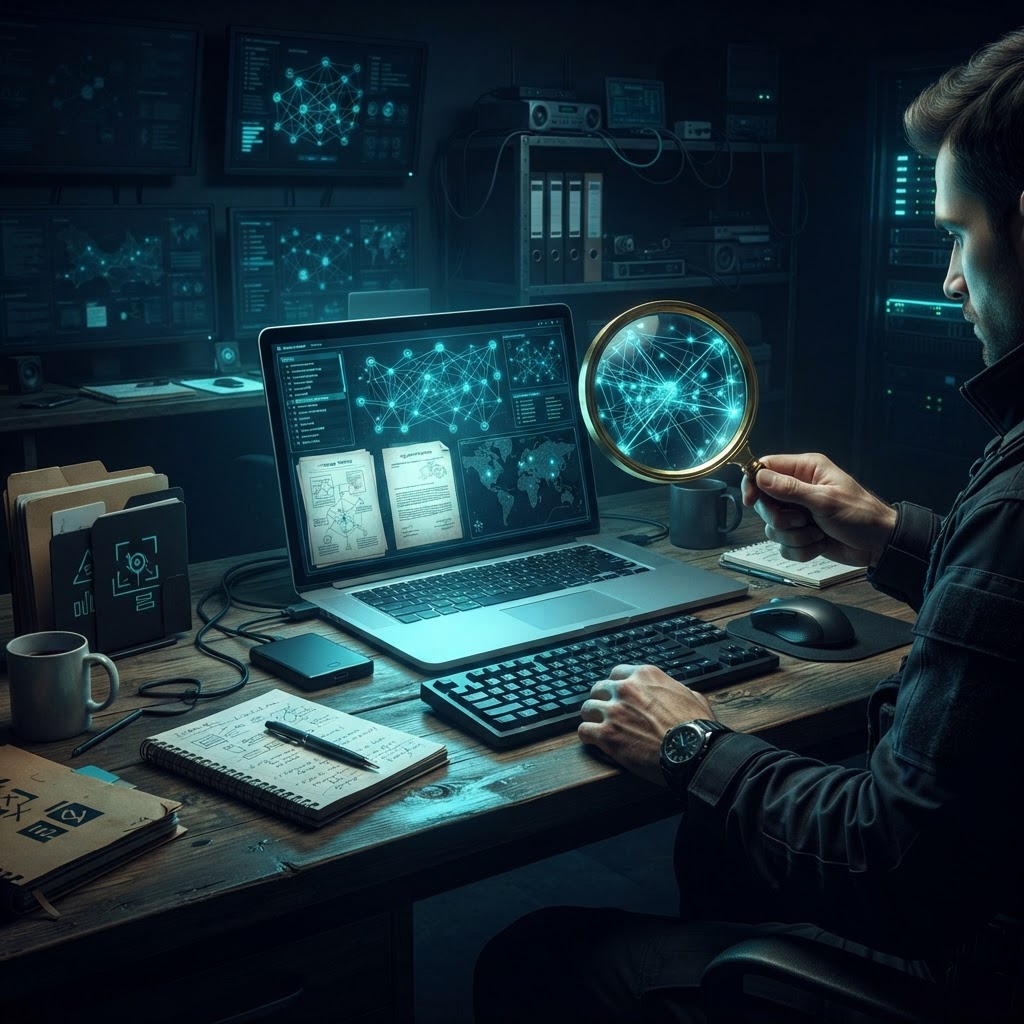 Kit de ferramentas de investigação para detetive