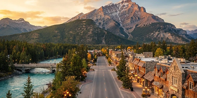 Banff townsite and Rocky Mountains