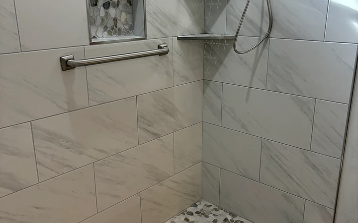 Showers flooring project by Gray's Flooring
