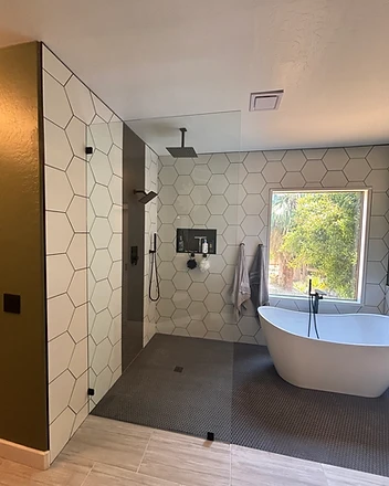 Showers flooring project by Gray's Flooring