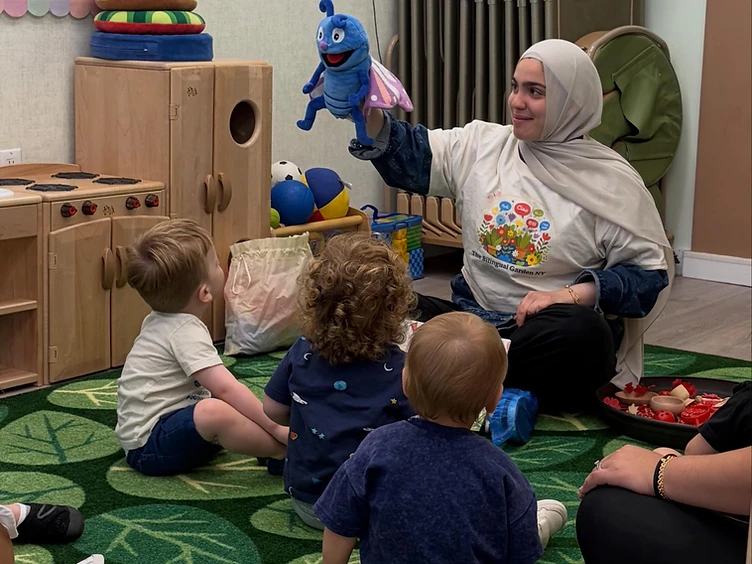 Children engaged in play-based language learning