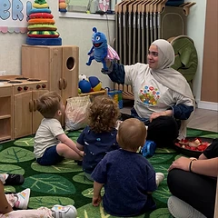 Circle time with the butterfly puppet
