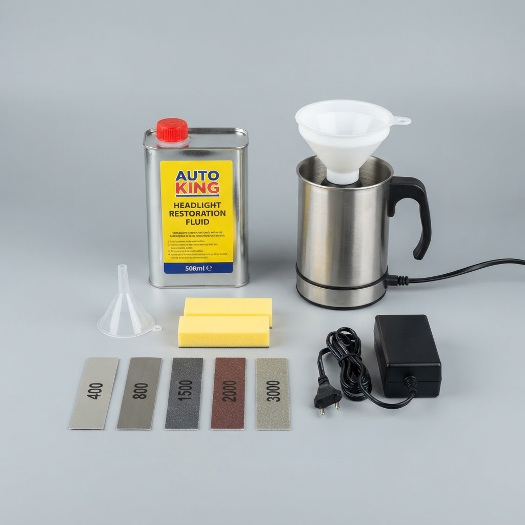 Polímero Auto King Restaurador de Faros 500 ml + Taza + Lijas