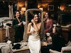 A bachelorette group celebrating on a Whistler winter weekend