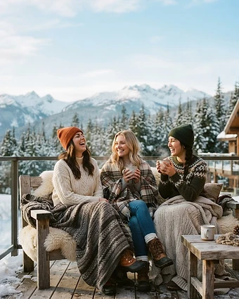 A group of friends enjoying a relaxed Whistler girls weekend getaway