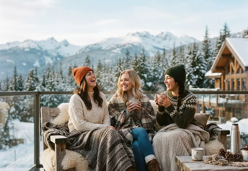 A group of friends enjoying a relaxed Whistler girls weekend getaway