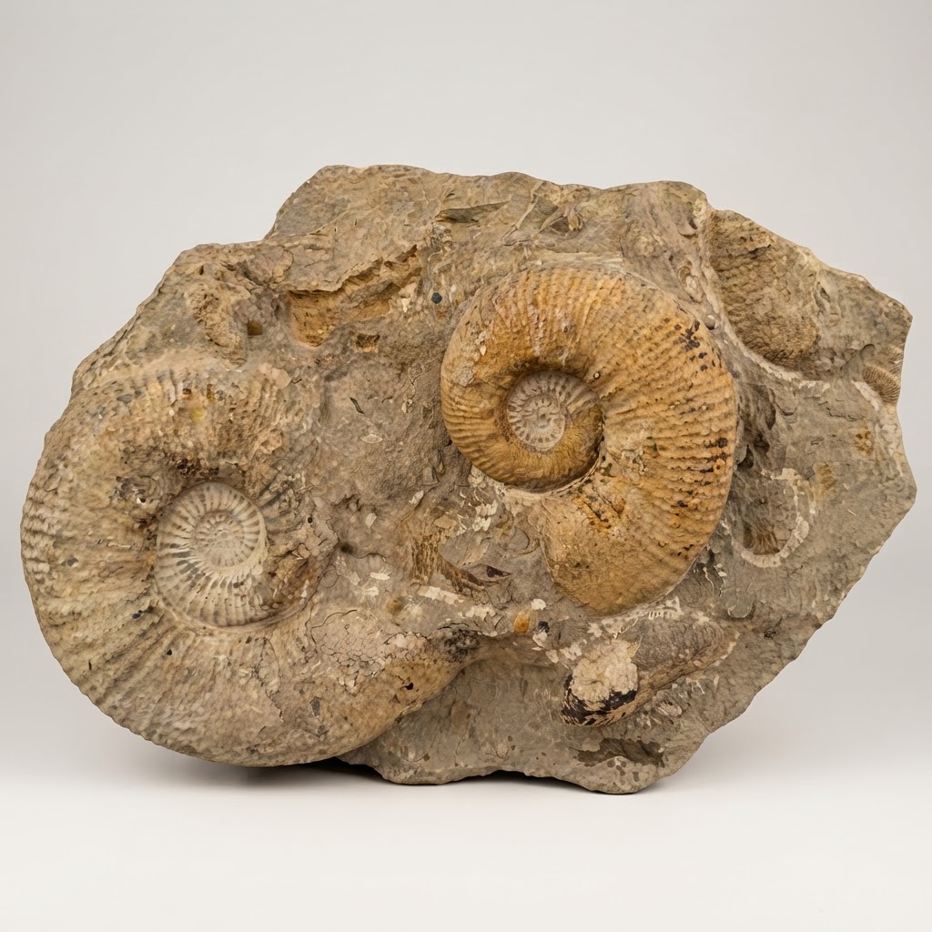 Placa con fósiles de ammonites