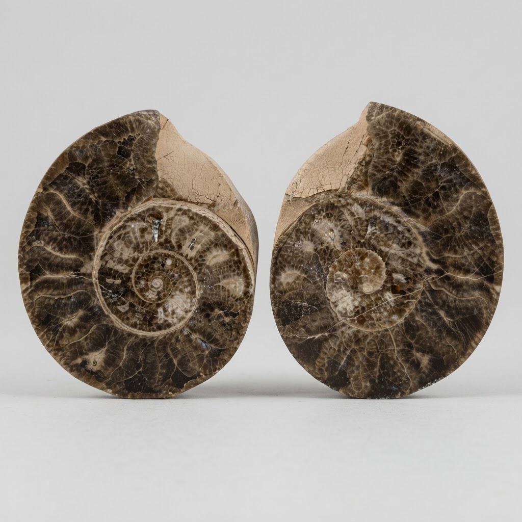 Par de Ammonites seccionados y pulidos