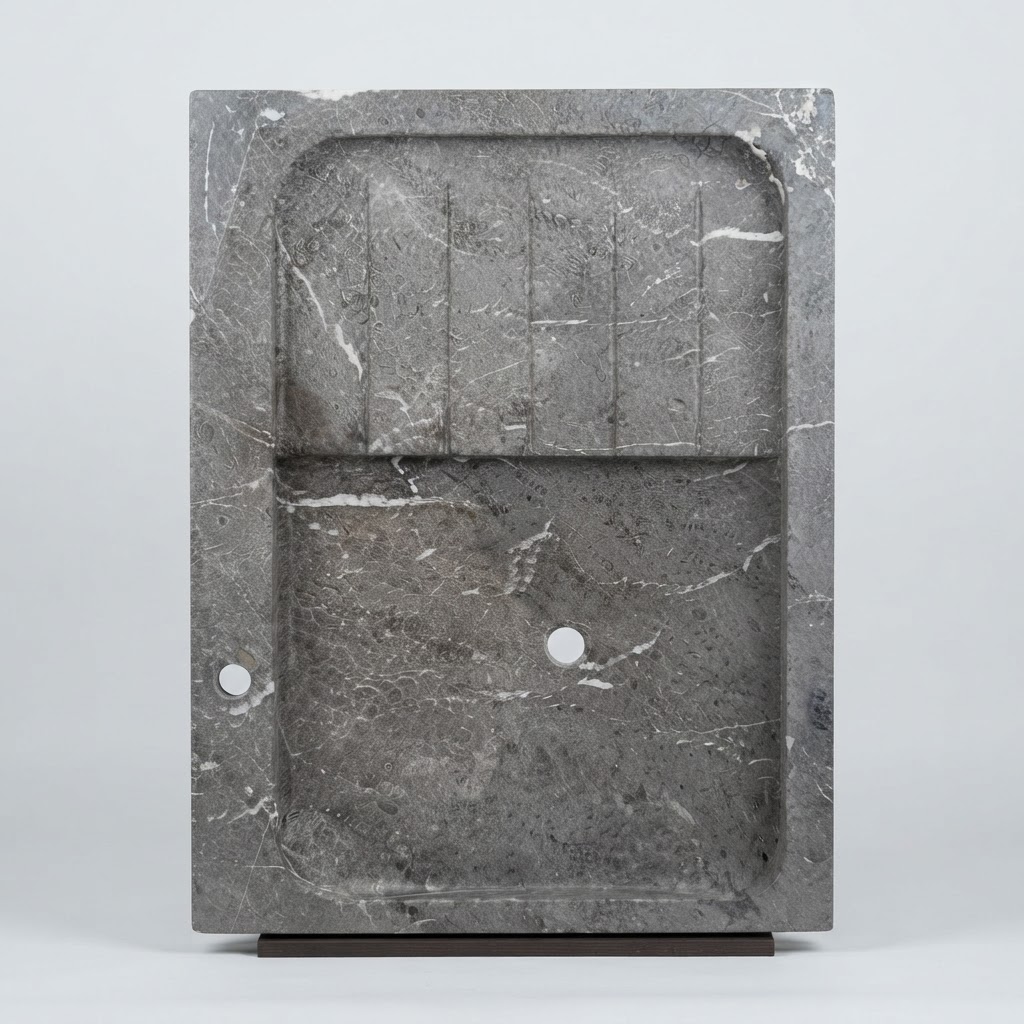 Lavabo artesanal de mármol fosilífero