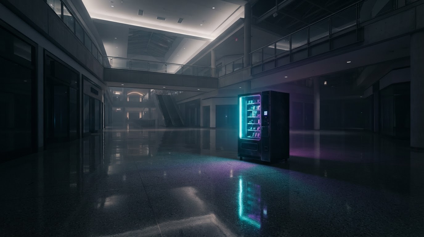 Glowing Miracle Vault in a luxury retail environment at night