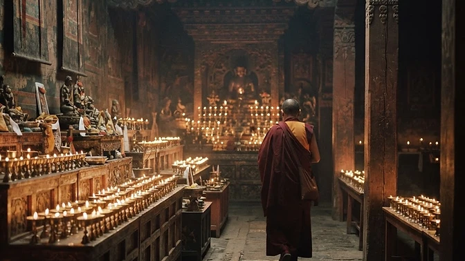 Butter lamps before the morning bells