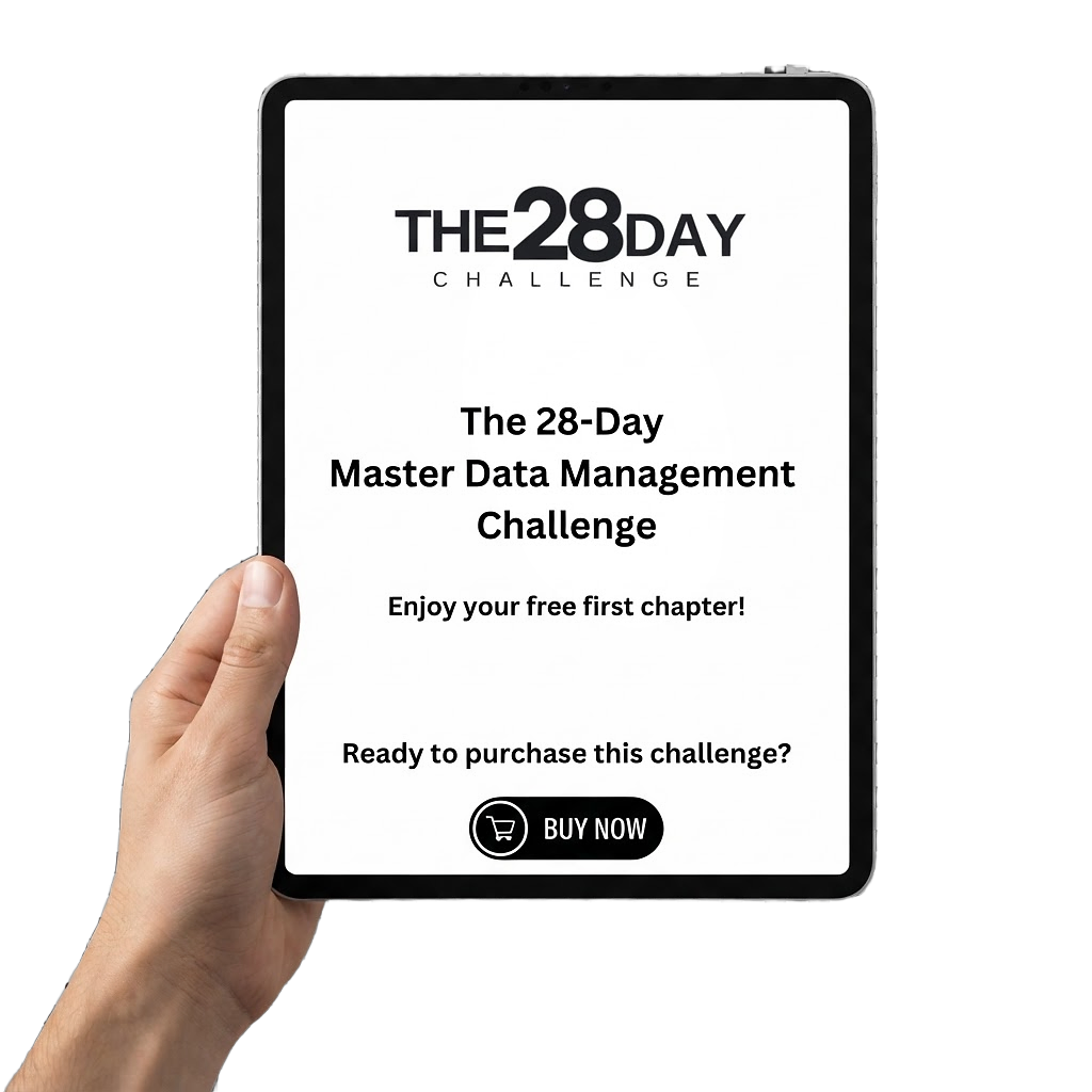 Reading the first chapter of The 28 Day Master Data Management Challenge on a tablet