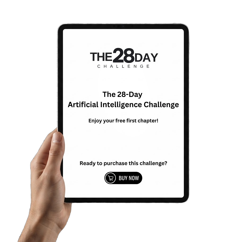 Reading the first chapter of The 28 Day Artificial Intelligence Challenge on a tablet
