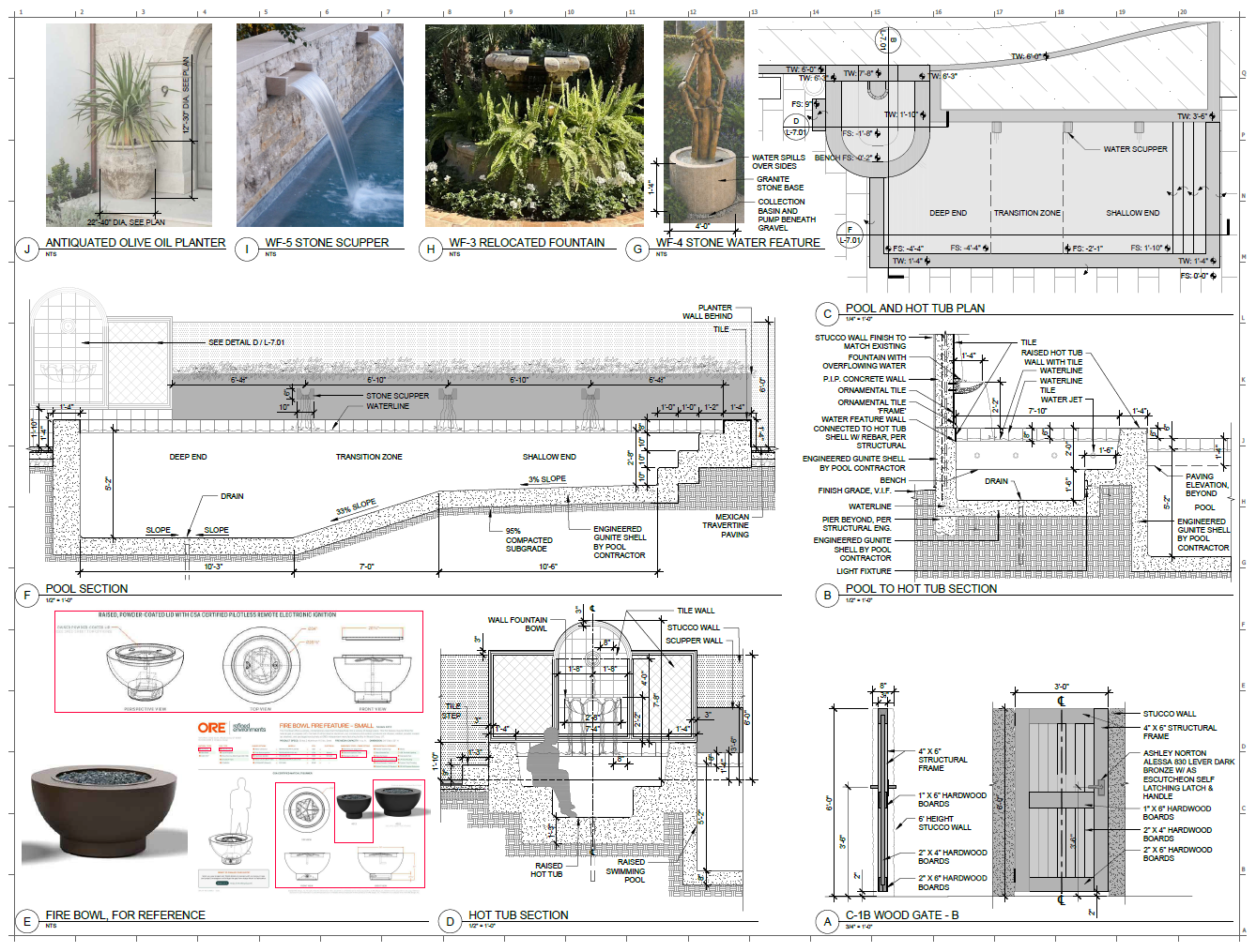 Spanish Oasis — Pool, hot tub and water-feature details