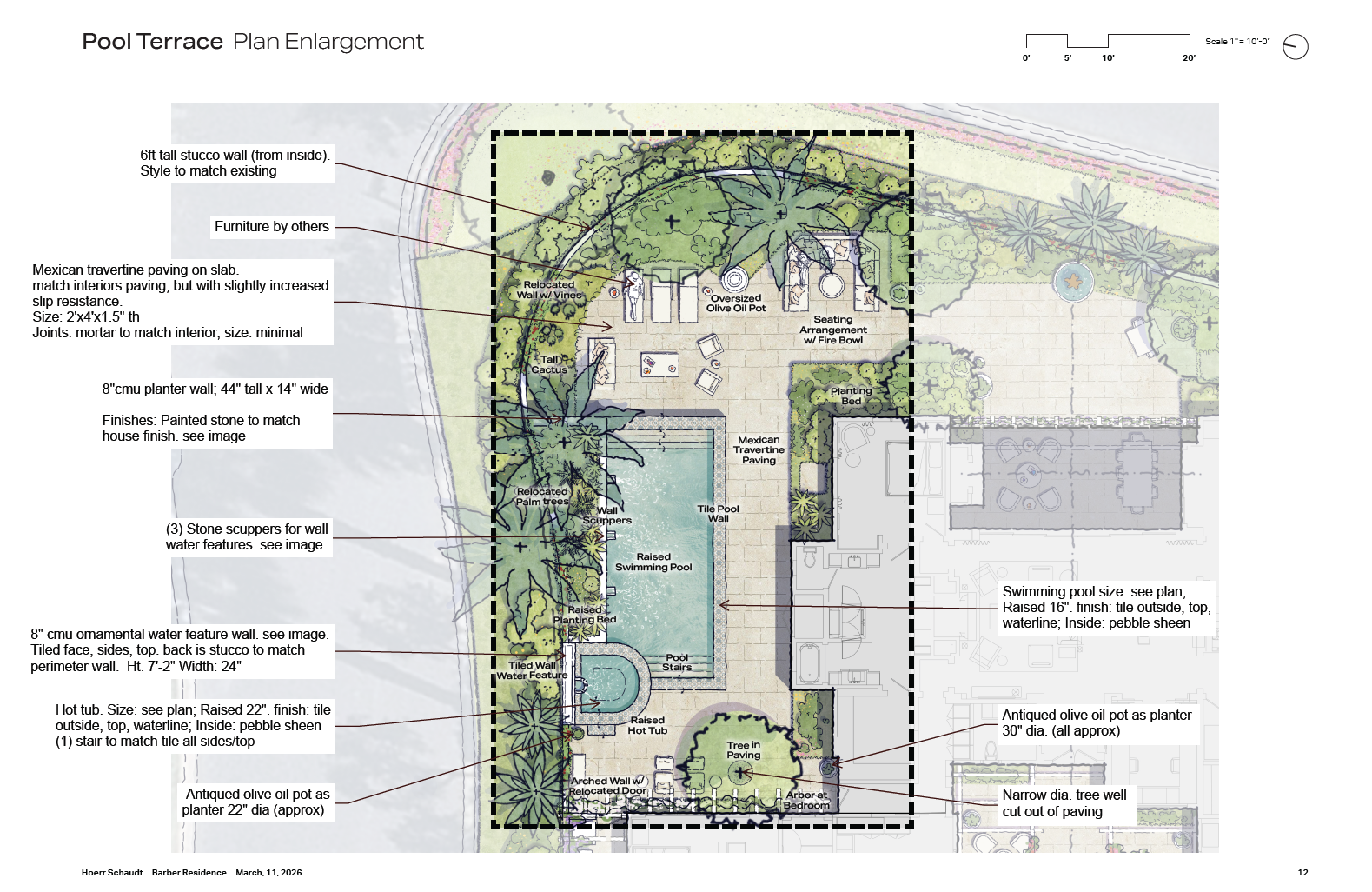 Spanish Oasis — Pool terrace plan enlargement